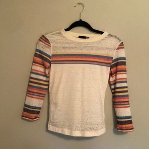Urban Outfitters 3/4 sleeve off white and striped t-shirt